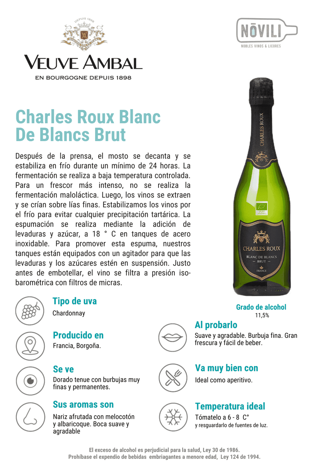 Charles Roux Blanc De Blancs Brut - Novili