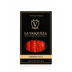 Chorizo Vela tajado, empaque premium 100Gr